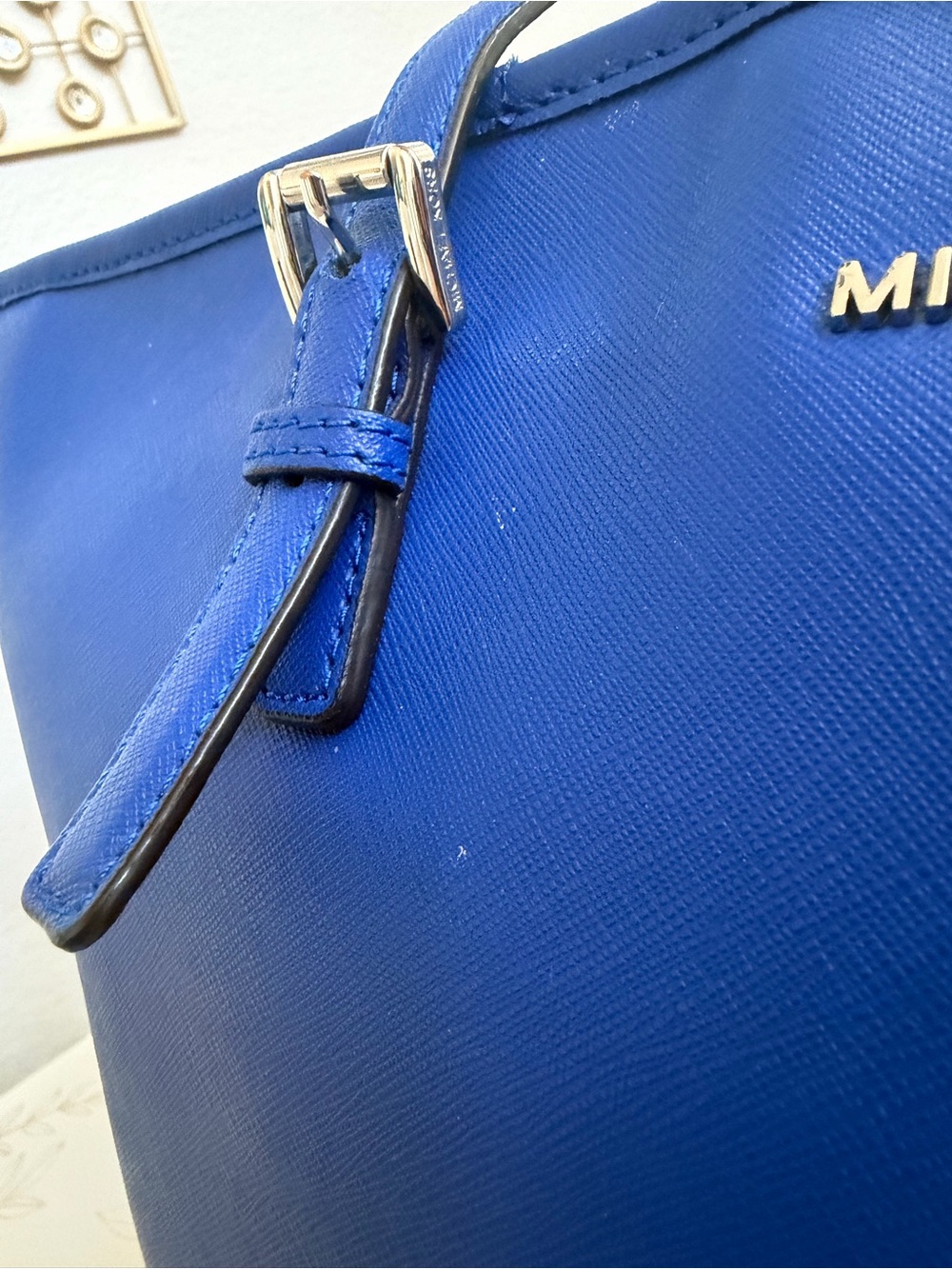 Michael Kors Saffiano Leather Tote Bag in Electric Royal Blue - Picture 4 of 11